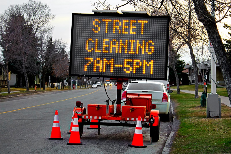 Electronic Signage Street Cleaning