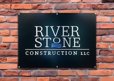 River Stone Construction Business Logo Sign by Visual Impression Sign Solutions in Chattanooga TN